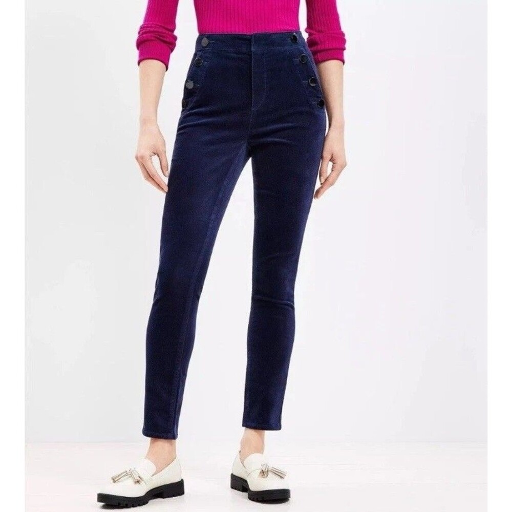 Ann Taylor Loft Mariner Skinny Pants In Velvet Size 27/4 Deep Space Blue
